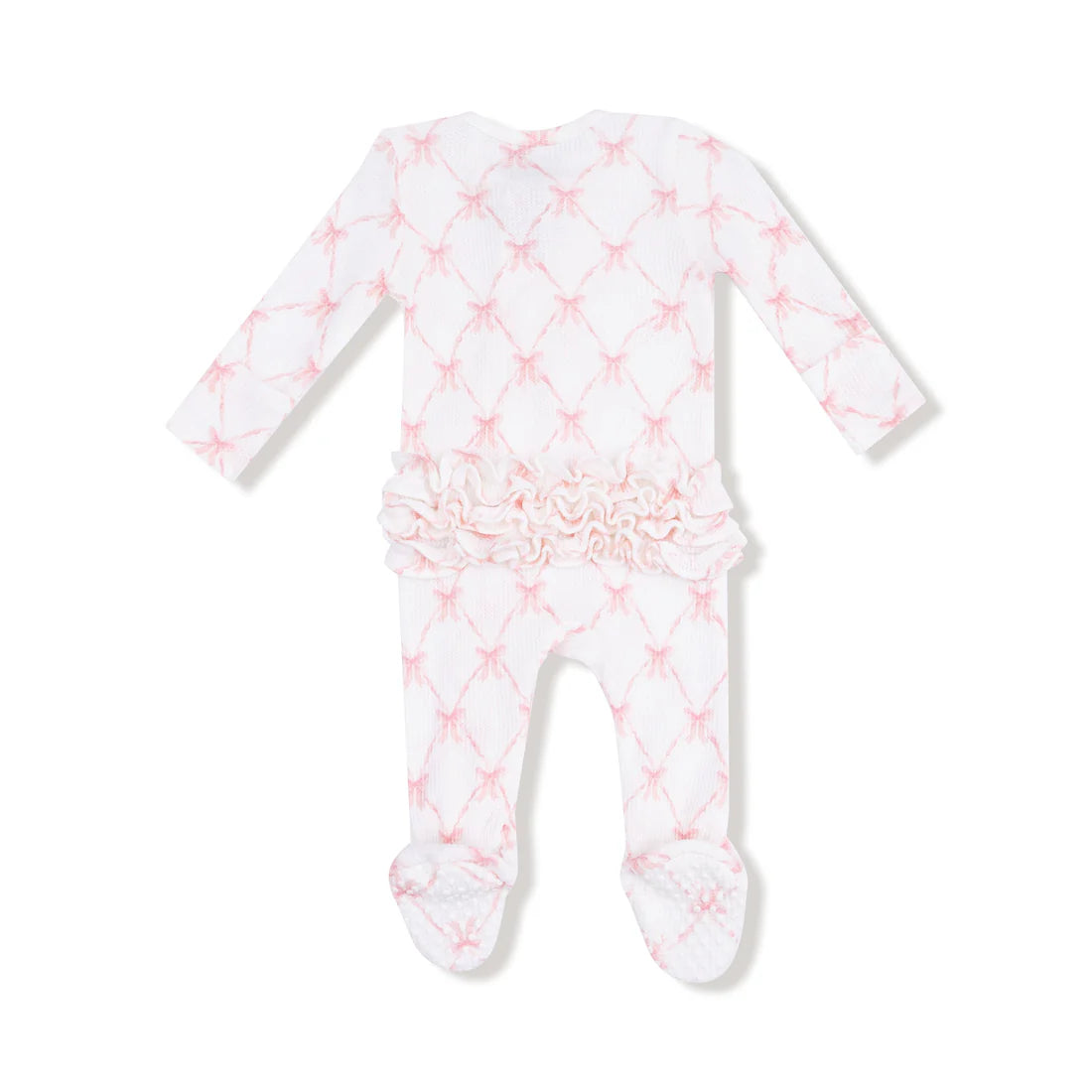 Ribbon Bow Trellis Ruffle Zipper Footie