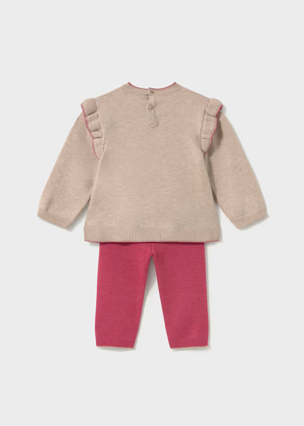 2557 Petal Mix Knit Pants Set