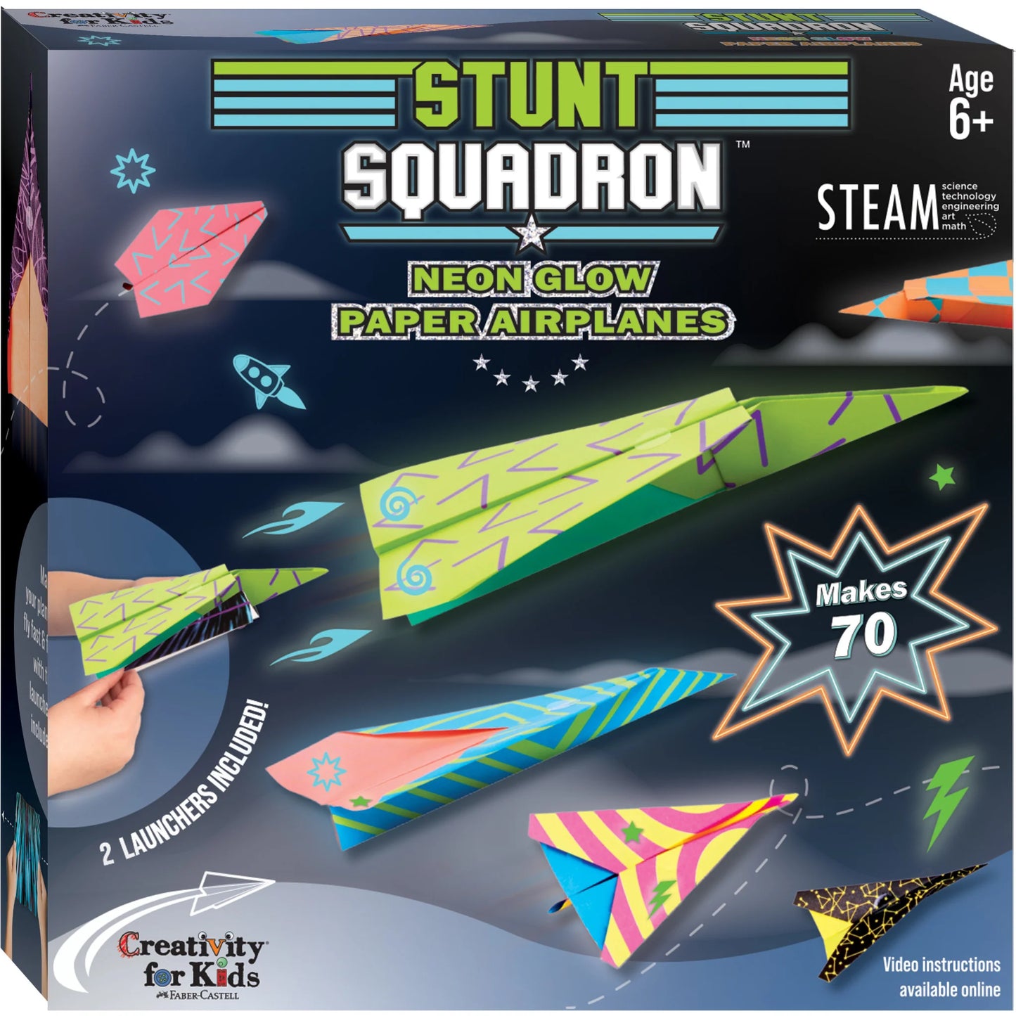 Stunt Squadron Neon Glow Paper Airplane