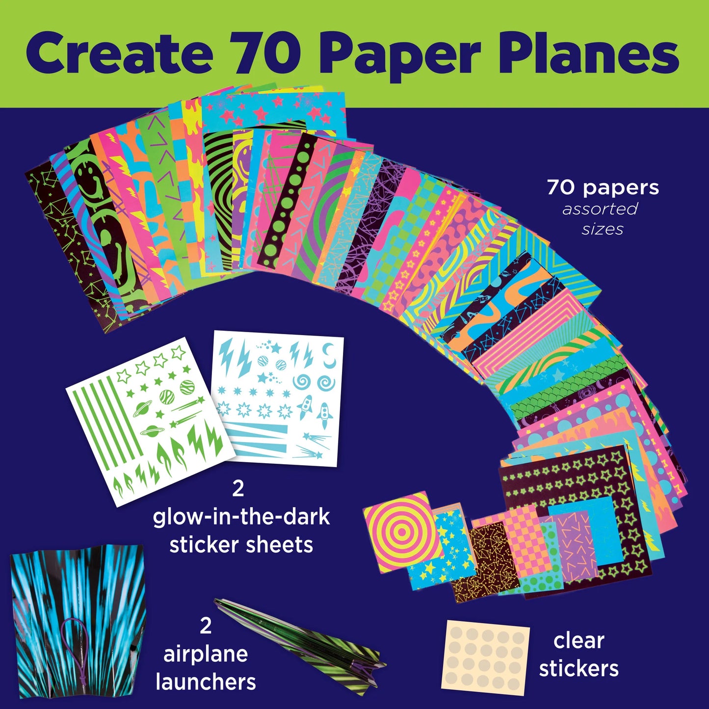 Stunt Squadron Neon Glow Paper Airplane