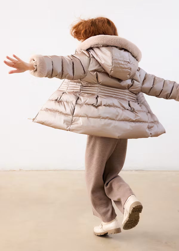 4422 Metallic Faux Fur Puffer Jacket