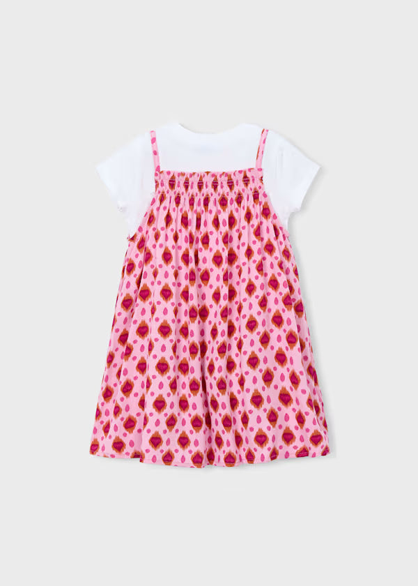 3933 Pink Print Dress
