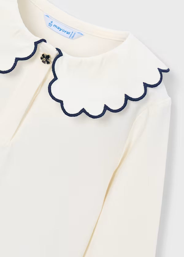 131 L/S Collared Blouse w/Button