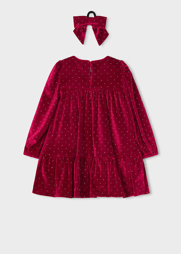 4930 Red Velvet Dress w/ Hair Tie