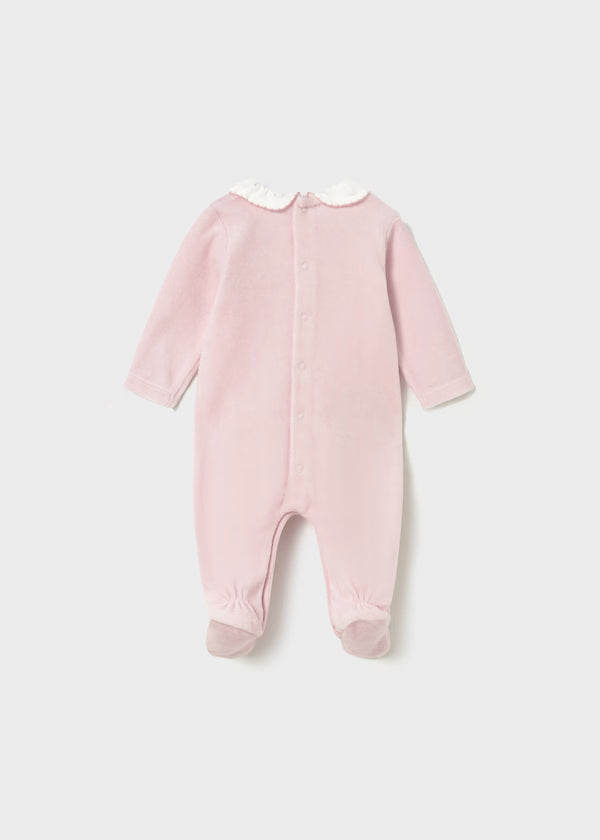 2702 Pink Velour Dog Footie