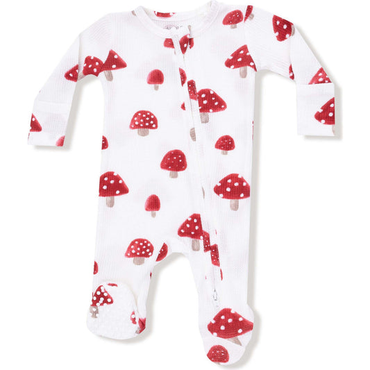 Painterly Mushrooms Zipper Footie