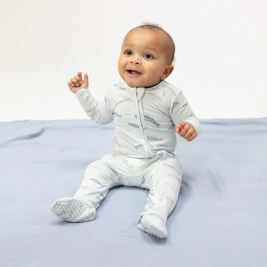 Little Whales Zipper Footie