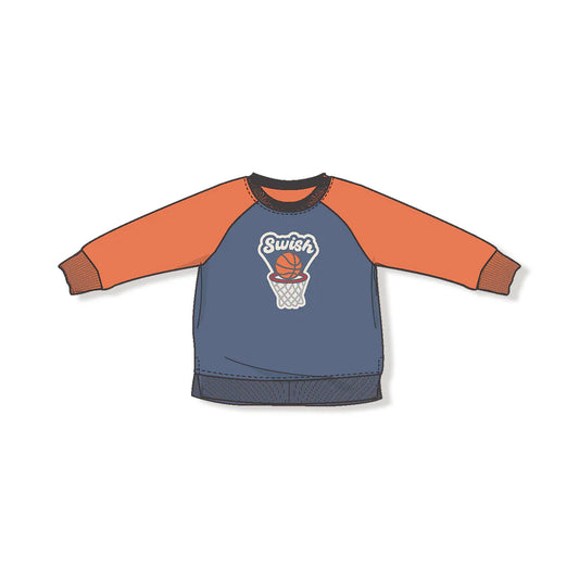 Orange Raglan Varsity Basketball Sweatshirt