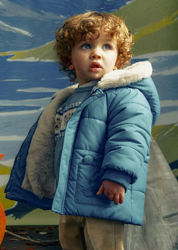 2423 Blue Lined Faux Fur Jacket