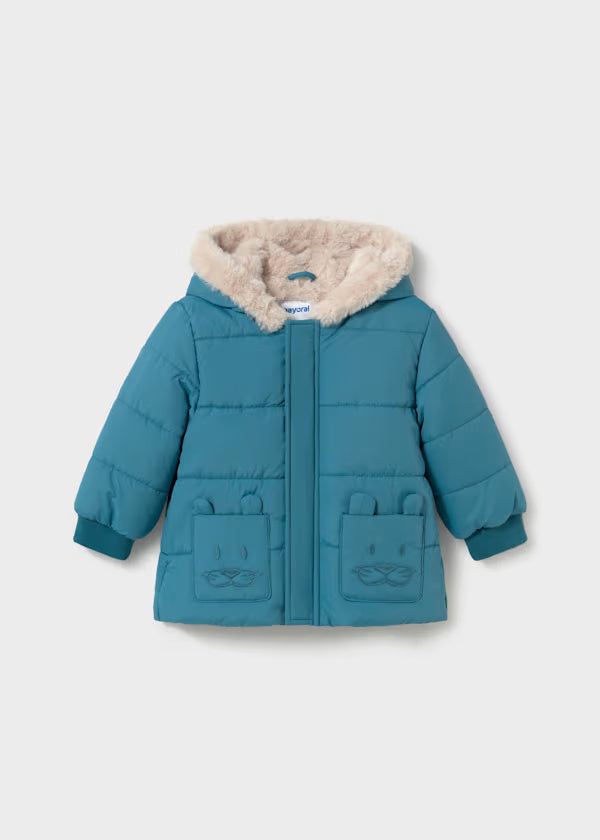 2423 Blue Lined Faux Fur Jacket