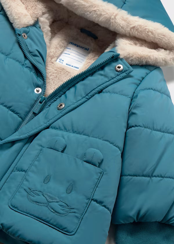 2423 Blue Lined Faux Fur Jacket