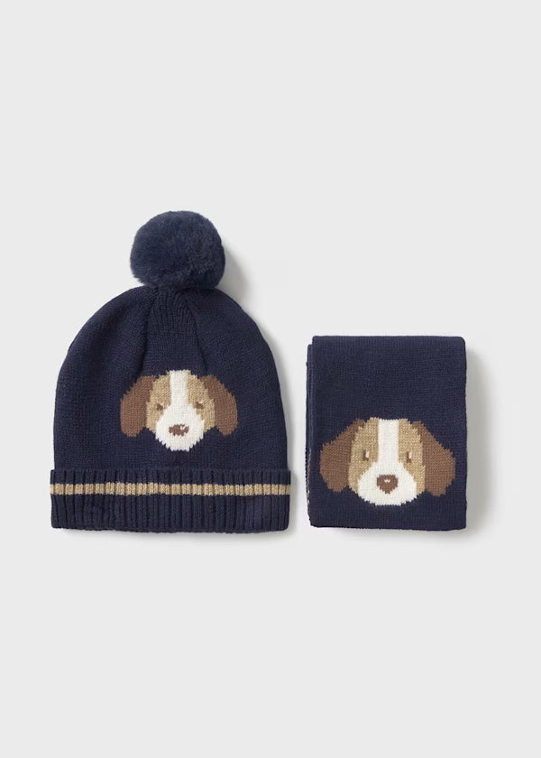 10018 Puppy Knit Hat/Scarf SET