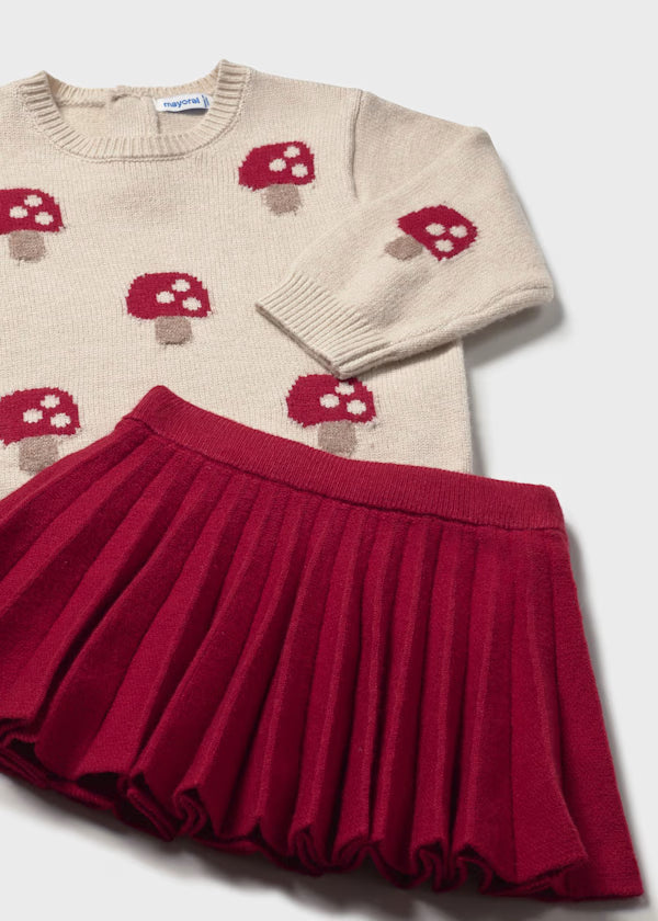 2925 Red Mushroom Skirt SET