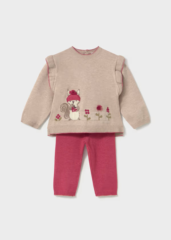 2557 Petal Mix Knit Pants Set