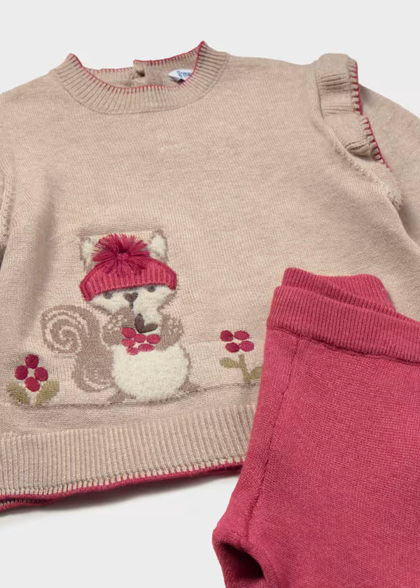2557 Petal Mix Knit Pants Set