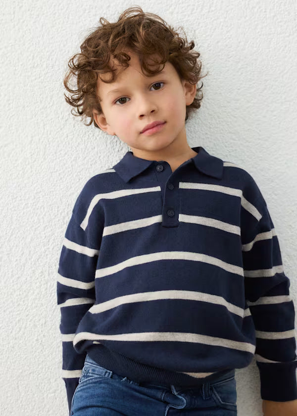 4101 Blue L/S Knit Polo