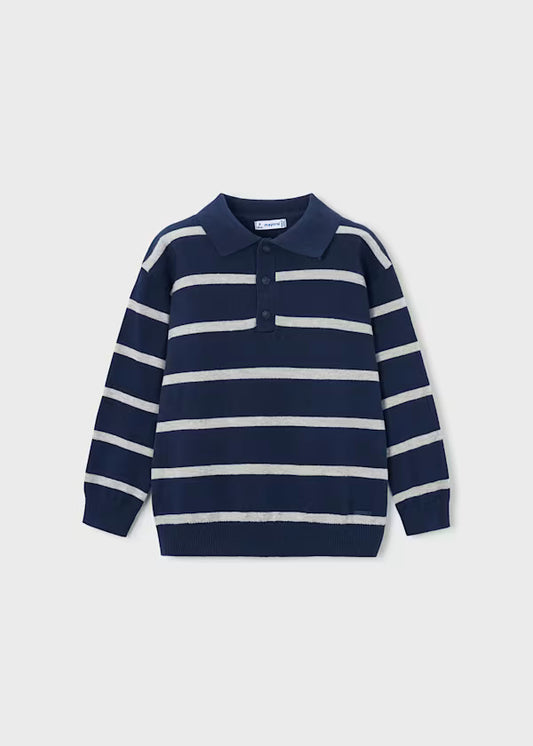 4101 Blue L/S Knit Polo