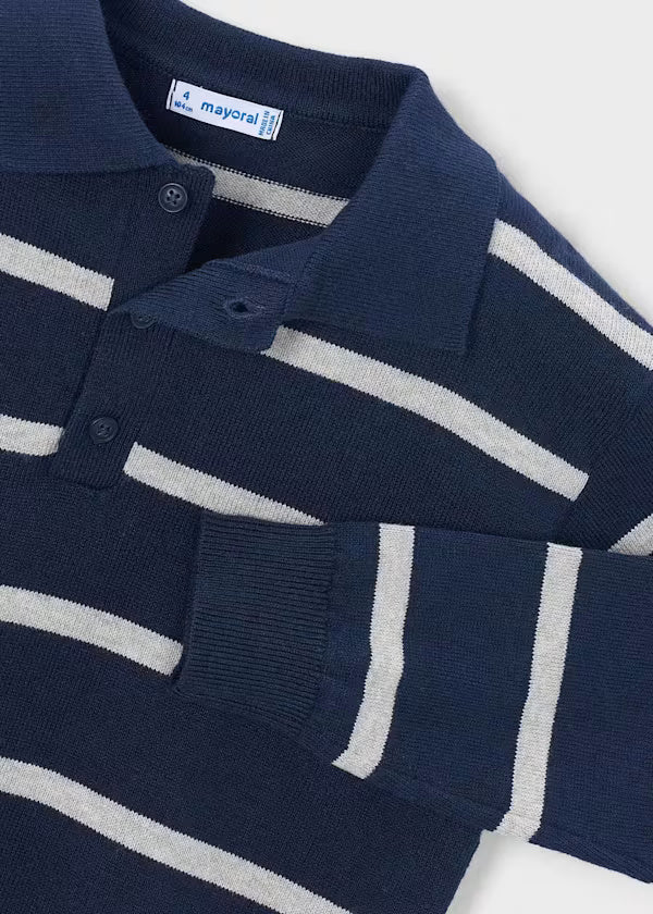 4101 Blue L/S Knit Polo