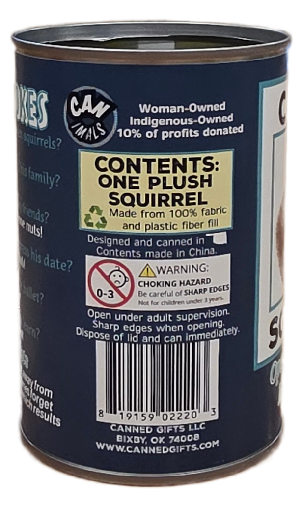 Canned Squirrel | Stuffed Animal Plush