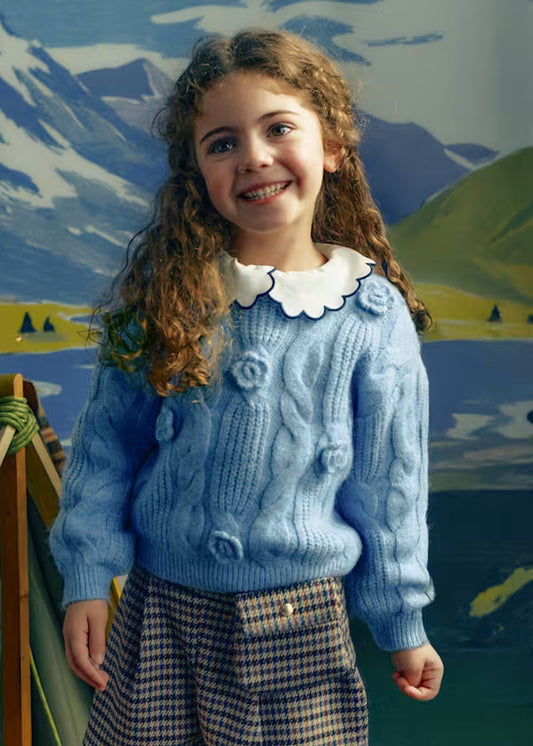 4319 Flower Sweater Sky Mix
