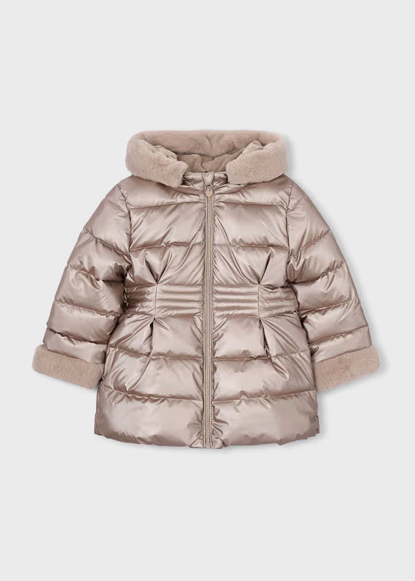4422 Metallic Faux Fur Puffer Jacket