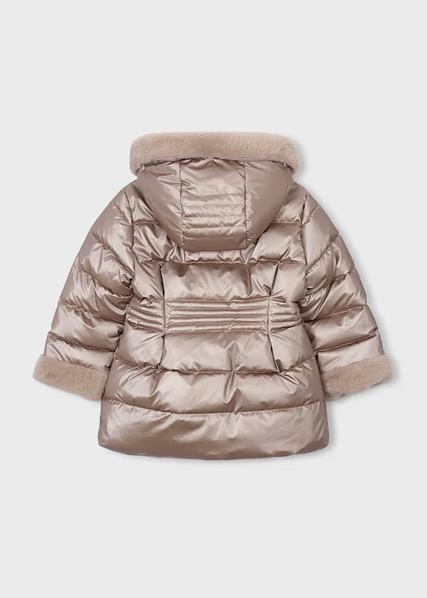 4422 Metallic Faux Fur Puffer Jacket