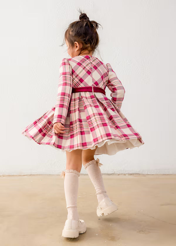 4923 Plaid Dress Raspberry