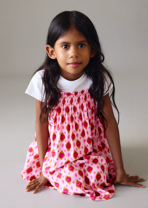 3933 Pink Print Dress