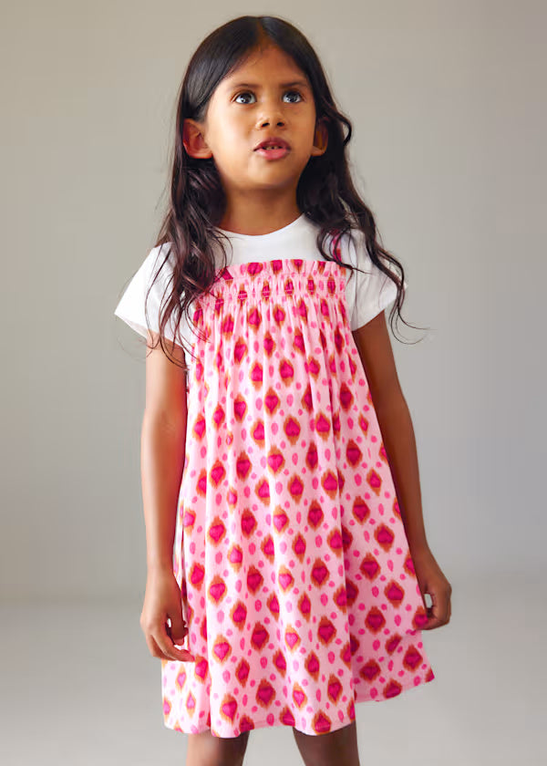 3933 Pink Print Dress