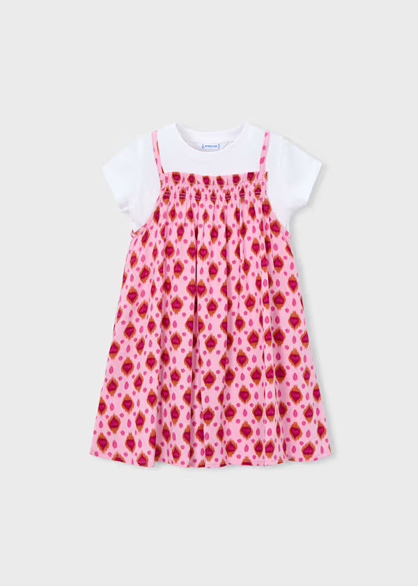 3933 Pink Print Dress