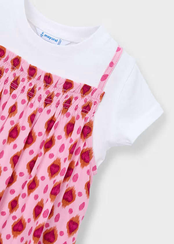 3933 Pink Print Dress