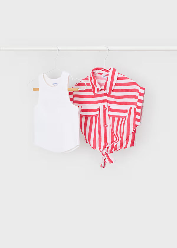 3196 Stripped Shirt SET
