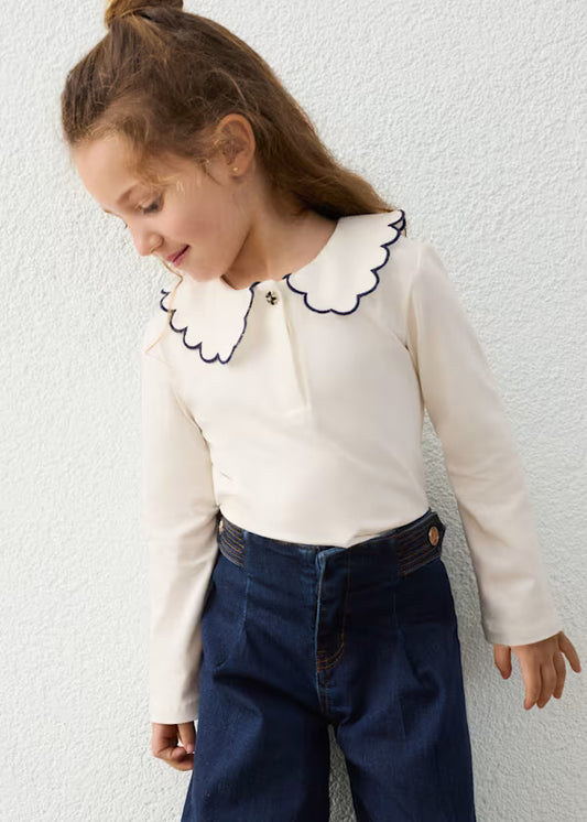 131 L/S Collared Blouse w/Button