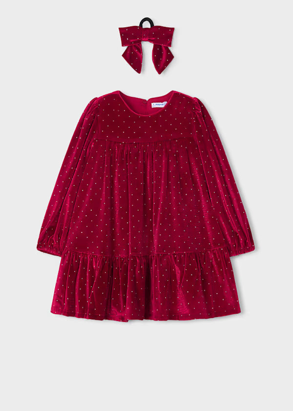 4930 Red Velvet Dress w/ Hair Tie