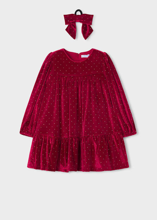 4930 Red Velvet Dress w/ Hair Tie