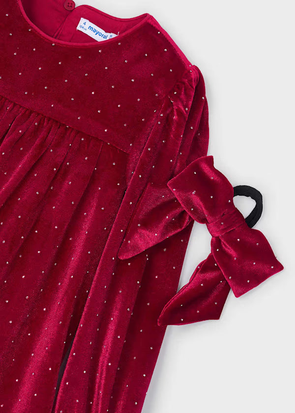4930 Red Velvet Dress w/ Hair Tie