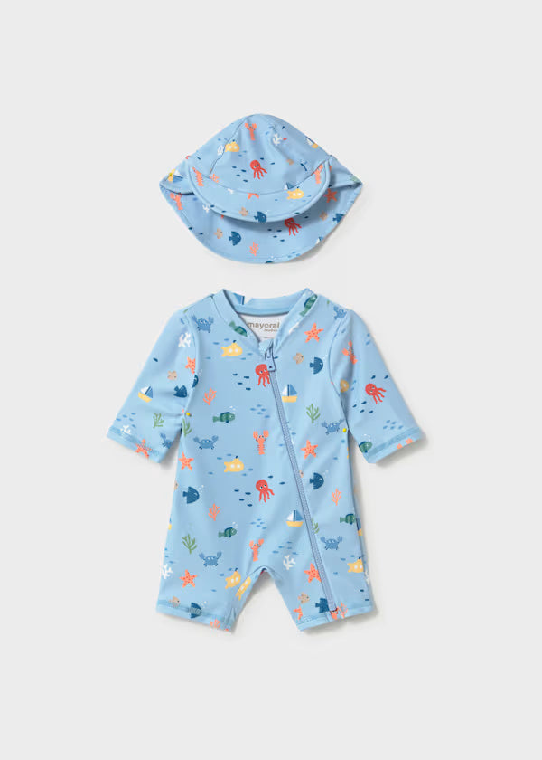 1620 UPF Bathing Suit w Hat SET