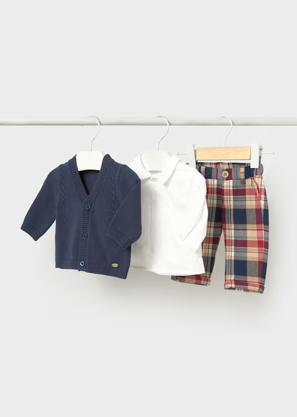 2531 Navy Pants and Cardigan Shirt Set