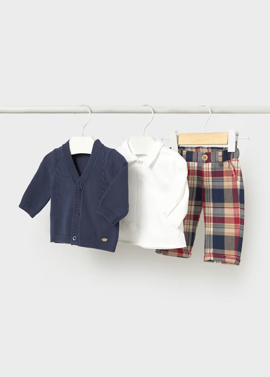 2531 Navy Pants and Cardigan Shirt Set