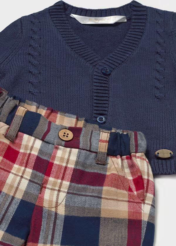 2531 Navy Pants and Cardigan Shirt Set