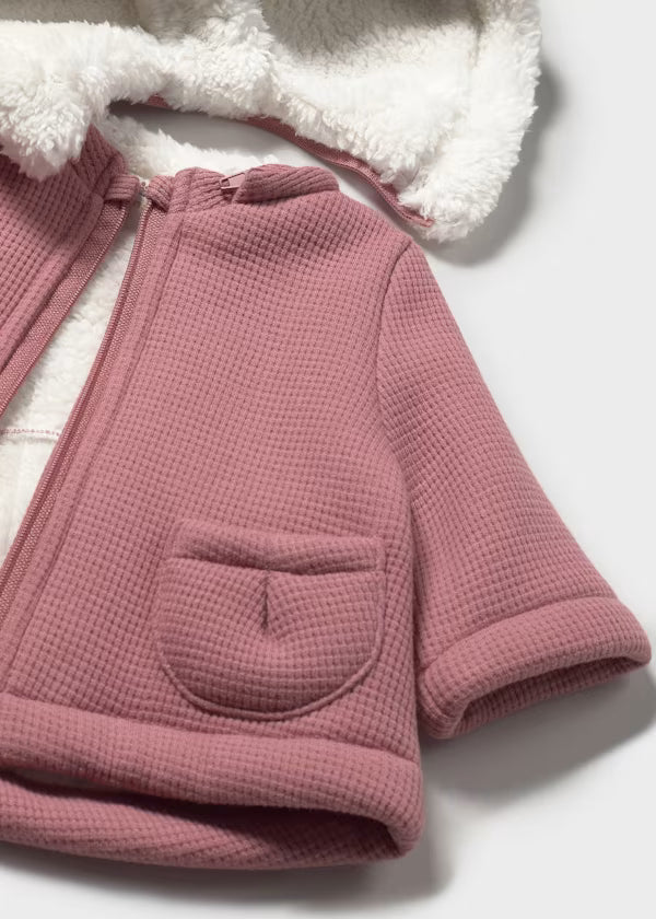 2493 Pink Plush-lined Knit Hoodie