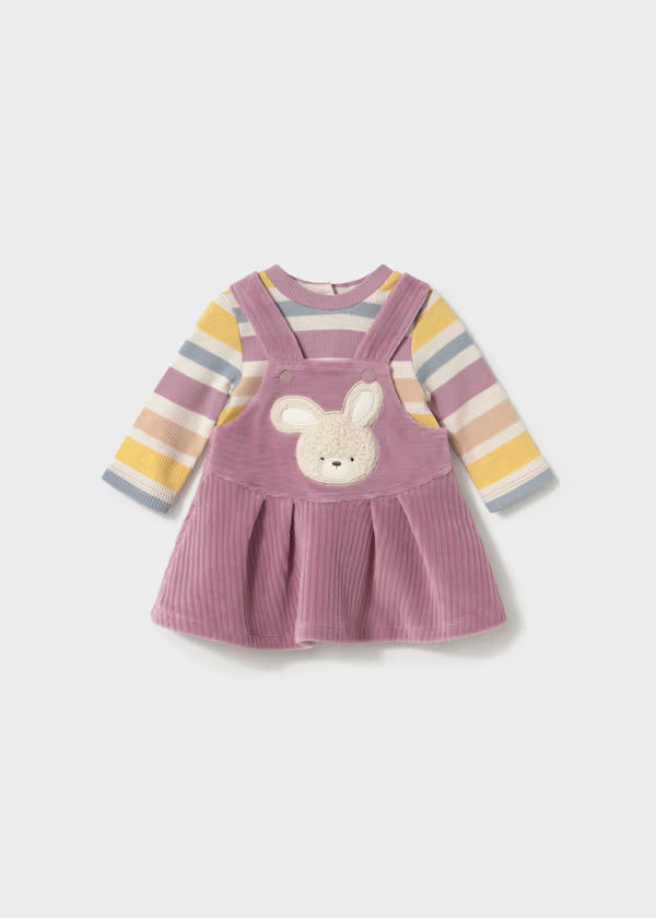 2803 Mauve Dungaree Dress