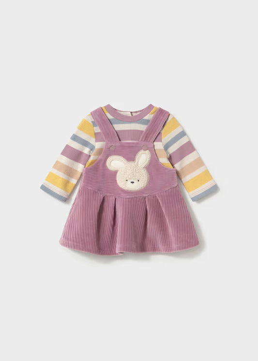 2803 Mauve Dungaree Dress
