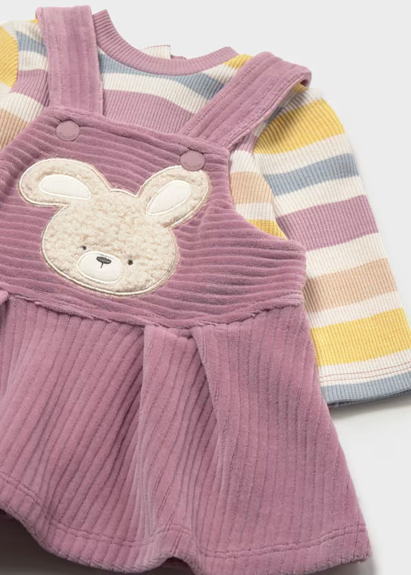2803 Mauve Dungaree Dress